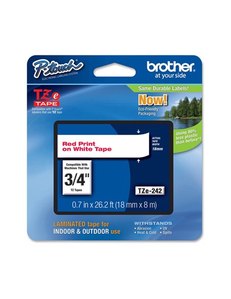 NASTRO LAMINATO BROTHER TZE-242 18MMx8MT ROSSO/BIANCO TZE242 BROTHER ETICHETTE-NASTRI-TAMPONI PER ETICHETTATRICI E PREZZATRICI