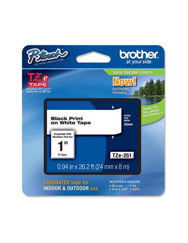NASTRO BROTHER TZ-e251 24MMx8MT NERO/BIANCO TZ-E251