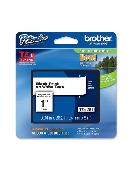 NASTRO BROTHER TZ-e251 24MMx8MT NERO/BIANCO TZ-E251