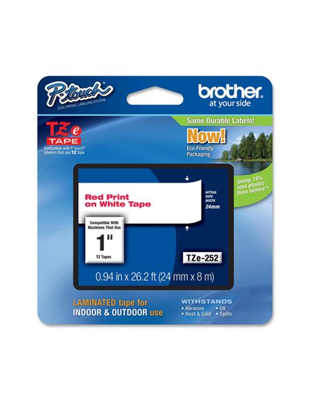 NASTRO LAMINATO BROTHER TZE-252 24MMx8MT ROSSO/BIANCO TZE252 BROTHER ETICHETTE-NASTRI-TAMPONI PER ETICHETTATRICI E PREZZATRICI