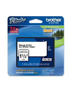 NASTRO BROTHER TZ-e261 36MMX8MT NERO/BIANCO TZ-E261 BROTHER ETICHETTE-NASTRI-TAMPONI PER ETICHETTATRICI E PREZZATRICI