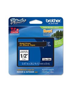 NASTRO LAMINATO BROTHER TZE-334 12MMx8MT ORO/NERO TZE334 BROTHER ETICHETTE-NASTRI-TAMPONI PER ETICHETTATRICI E PREZZATRICI