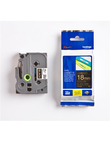 NASTRO LAMINATO BROTHER TZE-344 18MMx8MT ORO/NERO TZE344 BROTHER ETICHETTE-NASTRI-TAMPONI PER ETICHETTATRICI E PREZZATRICI