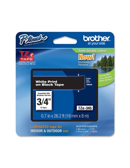 NASTRO LAMINATO BROTHER TZE-345 18MMx8MT BIANCO/NERO TZE345 BROTHER ETICHETTE-NASTRI-TAMPONI PER ETICHETTATRICI E PREZZATRICI