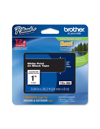 NASTRO BROTHER TZ-E355 24MMX8MT BIANCO/NERO TZ-E355 BROTHER ETICHETTE-NASTRI-TAMPONI PER ETICHETTATRICI E PREZZATRICI