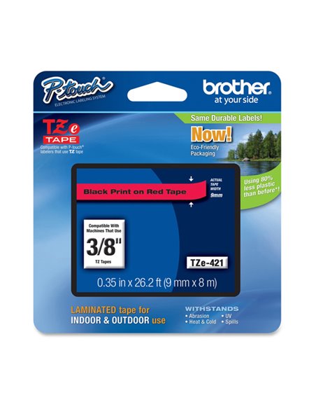 NASTRO BROTHER TZ-E421 9MMX8MT NERO/ROSSO TZE421 BROTHER ETICHETTE-NASTRI-TAMPONI PER ETICHETTATRICI E PREZZATRICI