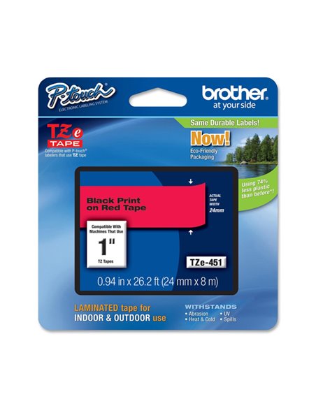 NASTRO BROTHER TZE-451 24MMx8MT NERO/ROSSO TZE451 BROTHER ETICHETTE-NASTRI-TAMPONI PER ETICHETTATRICI E PREZZATRICI
