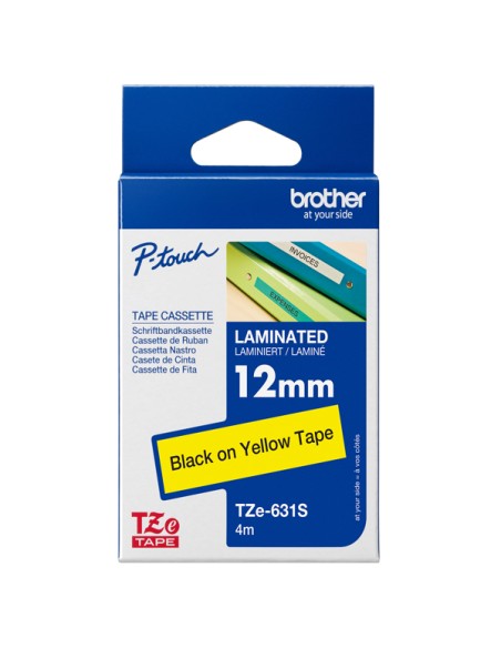 Brother Nastro laminato Nero/Giallo 12mm x 4 - TZE631S TZE631S BROTHER ETICHETTE-NASTRI-TAMPONI PER ETICHETTATRICI E PREZZATRICI