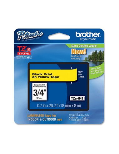 NASTRO BROTHER TZE641 18MMx8MT NERO/GIALLO TZE-641 BROTHER ETICHETTE-NASTRI-TAMPONI PER ETICHETTATRICI E PREZZATRICI