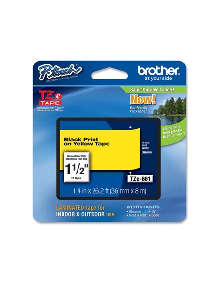 NASTRO BROTHER TZ-e661 36MMX8MT NERO/GIALLO TZ-E661 BROTHER ETICHETTE-NASTRI-TAMPONI PER ETICHETTATRICI E PREZZATRICI