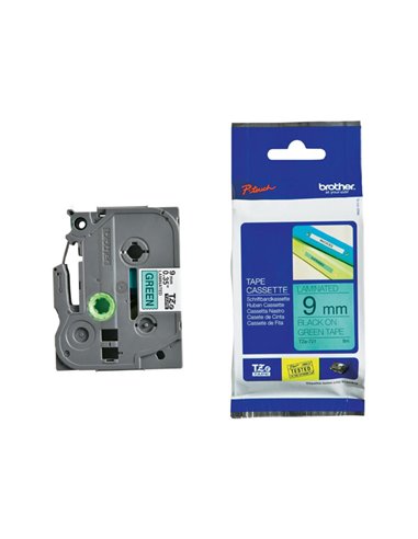 NASTRO LAMINATO BROTHER TZE-721 9MMx8MT NERO/VERDE TZE721 BROTHER ETICHETTE-NASTRI-TAMPONI PER ETICHETTATRICI E PREZZATRICI