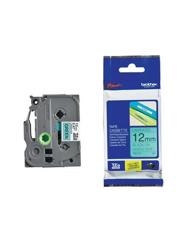 NASTRO BROTHER TZ731 12MMx8MT NERO/VERDE TZE-731 BROTHER ETICHETTE-NASTRI-TAMPONI PER ETICHETTATRICI E PREZZATRICI