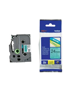 NASTRO NERA TZ-E751 SU FONDO VERDE 8mt 24MM TZE751 BROTHER ETICHETTE-NASTRI-TAMPONI PER ETICHETTATRICI E PREZZATRICI