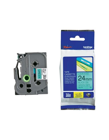 NASTRO NERA TZ-E751 SU FONDO VERDE 8mt 24MM TZE751 BROTHER ETICHETTE-NASTRI-TAMPONI PER ETICHETTATRICI E PREZZATRICI
