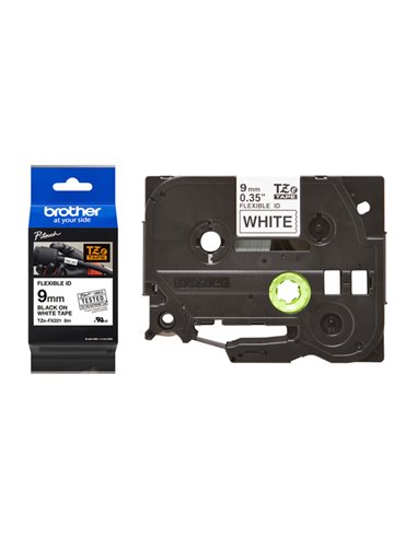 NASTRO LAM. FLESSIBILE TZE-FX221 9MMx8MT NERO/BIANCO TZEFX221 BROTHER ETICHETTE-NASTRI-TAMPONI PER ETICHETTATRICI E PREZZATRICI