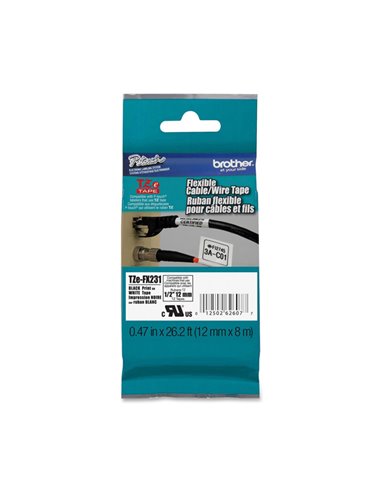 NASTRO LAM. FLESSIBILE TZE-FX231 12MMx8MT NERO/BIANCO TZEFX231