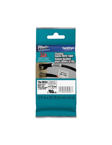 NASTRO LAM. FLESSIBILE TZE-FX231 12MMx8MT NERO/BIANCO TZEFX231
