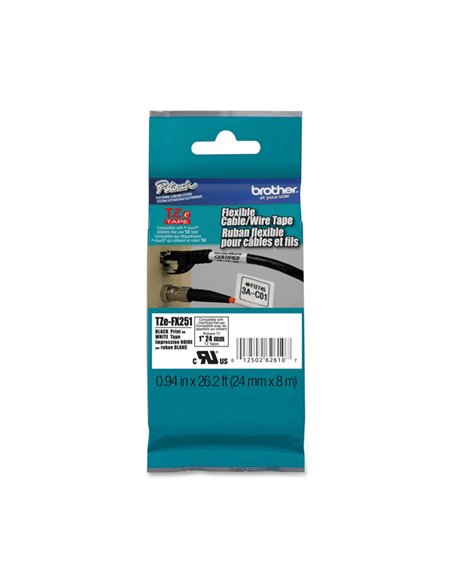 NASTRO LAM. FLESSIBILE TZE-FX251 24MMx8MT NERO/BIANCO TZEFX251 BROTHER ETICHETTE-NASTRI-TAMPONI PER ETICHETTATRICI E PREZZATRICI