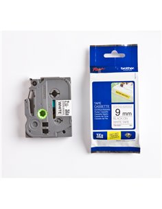 NASTRO BROTHER TZe-S221 9MMx8MT NERO/BIANCO ADESIVO RESISTENTE TZE-S221 BROTHER ETICHETTE-NASTRI-TAMPONI PER ETICHETTATRICI E...