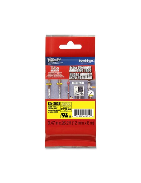NASTRO LAM.CON ADESIVO RESIST.TZE-S631 12MMx8MT NERO/GIALLO TZES631