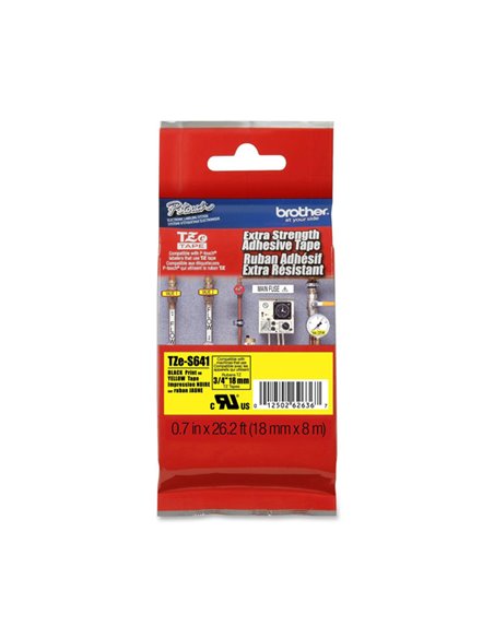 NASTRO BROTHER TZ-eS641 18MMx8MT NERO/GIALLO ADESIVO RESISTENTE TZES641 BROTHER ETICHETTE-NASTRI-TAMPONI PER ETICHETTATRICI E...