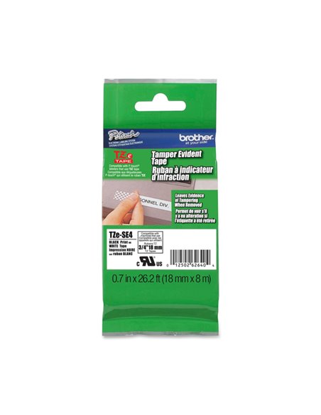 NASTRO DI SICUREZZA TZE-SE4 18MMx8MT NERO/BIANCO TZESE4 BROTHER ETICHETTE-NASTRI-TAMPONI PER ETICHETTATRICI E PREZZATRICI