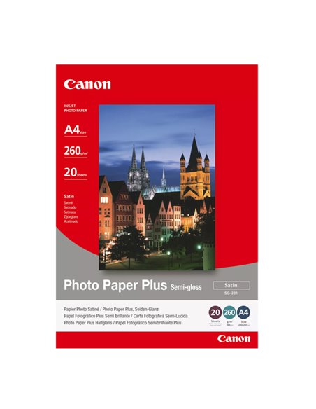 20 FOGLI CARTA SEMILUCIDA SATINATA PER STAMPE FOTOGRAFICHE A COLORI SG-201 A4 1686B021 CANON INKJET