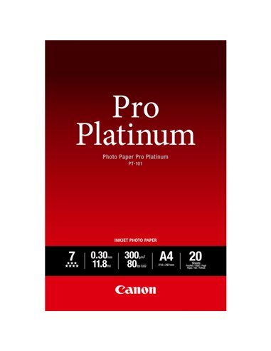 CANON CARTA FOTOGRAFICA PT-101 PRO PLATINUM 300g/m2 A4 20FOGLI 2768B016 CANON INKJET