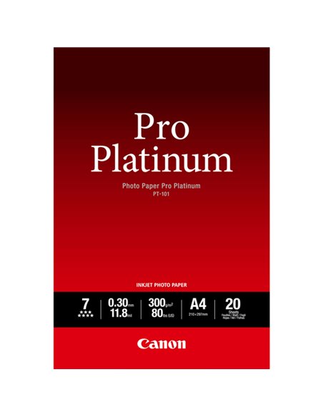 CANON CARTA FOTOGRAFICA PT-101 PRO PLATINUM 300g/m2 A4 20FOGLI 2768B016 CANON INKJET