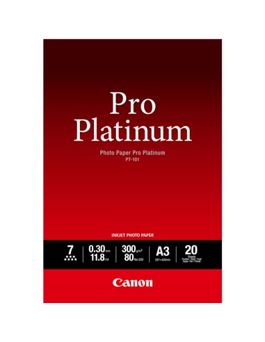 CARTA FOTOGRAFICA CANON PRO PLATINUM PT-101 A3 20 fogli 300g/m2 2768B017 CANON INKJET