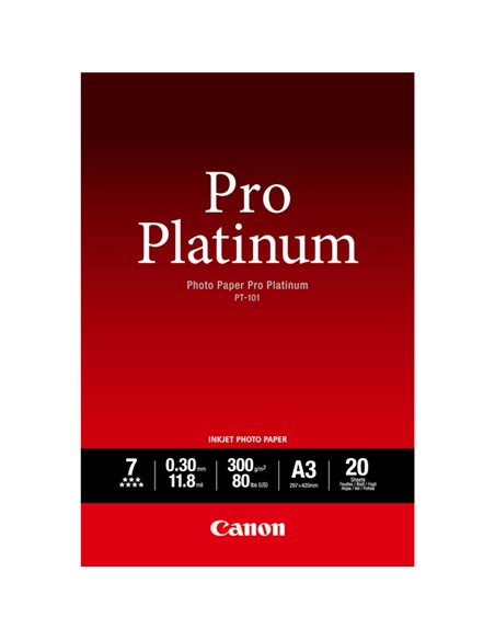 CARTA FOTOGRAFICA CANON PRO PLATINUM PT-101 A3 20 fogli 300g/m2 2768B017 CANON INKJET