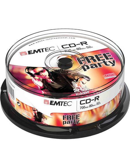 CD-R EMTEC 80MIN/700MB 52x SPINDLE (kit 25pz) ECOC802552CB EMTEC CD/DVD/BLU-RAY