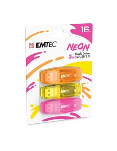 MEMORIA USB2.0 C410 16GB 3PZ NEON ECMMD16GC410P3NEO EMTEC CHIAVETTE USB