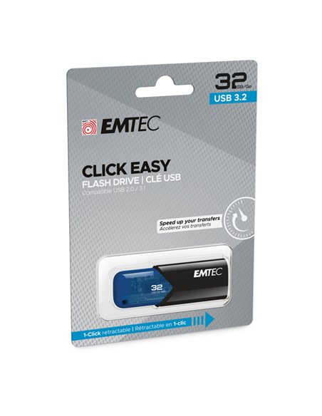 Emtec Memoria USB B110 USB3.2 Clickeasy 32GB blu ECMMD32GB113 EMTEC CHIAVETTE USB