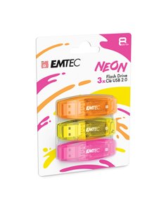 Emtec Memoria 3pz USB2.0 C410 8GB NEON ECMMD8GC410P3NEO EMTEC CHIAVETTE USB
