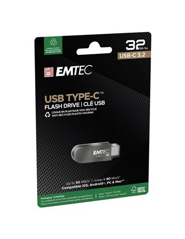 Emtec Memoria Type-C  C280 32GB ECMMD32GC283 EMTEC CHIAVETTE USB