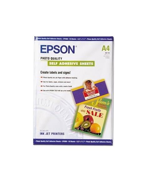 CARTA FOTOGRAFICA INKJET ADESIVA 10fg 167gr 210x297mm A4 EPSON C13S041106 EPSON INKJET