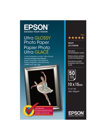 CARTA FOTOGRAFICA LUCIDA ULTRA FORMATO 50fg 10X15CM (4X6") 300gr EPSON C13S041943 EPSON INKJET