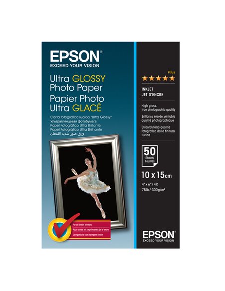 CARTA FOTOGRAFICA LUCIDA ULTRA FORMATO 50fg 10X15CM (4X6") 300gr EPSON C13S041943 EPSON INKJET