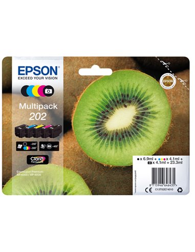 CONF. 5 CARTUCCE INK MULTIPACK 1 PER COLORE 202 KIWI C13T02E74010 EPSON PRODOTTI PER STAMPANTI GRAFICHE