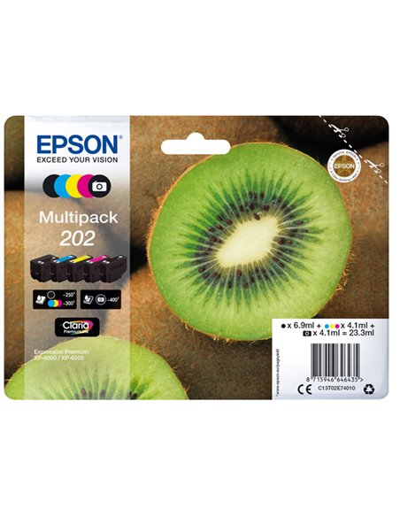 CONF. 5 CARTUCCE INK MULTIPACK 1 PER COLORE 202 KIWI C13T02E74010 EPSON PRODOTTI PER STAMPANTI GRAFICHE