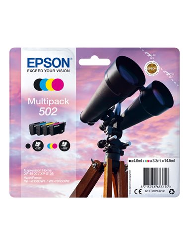 Epson Multipack 4 colori Binocolo 502_BK/C/M/Y C13T02V64010 EPSON PRODOTTI PER STAMPANTI GRAFICHE