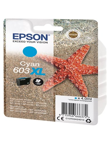 Cartuccia di inchiostro Epson Ciano serie 603XL Stella Marina C13T03A24010