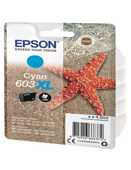 Cartuccia di inchiostro Epson Ciano serie 603XL Stella Marina C13T03A24010