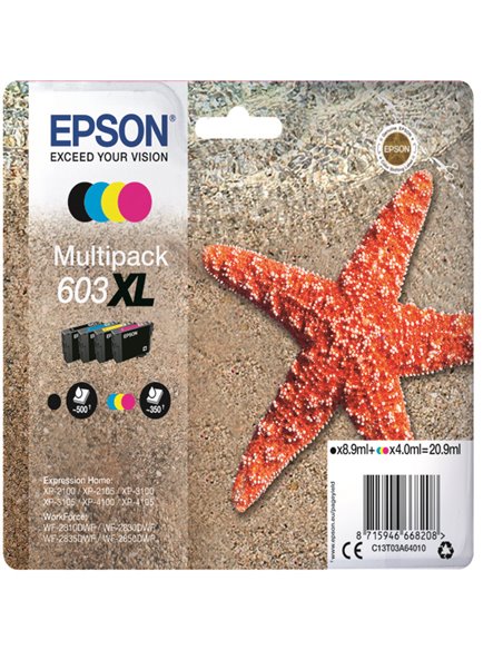 Cartucce di inchiostro Epson Multipack BK/C/M/Y XL serie 603 Stella Marina C13T03A64010 EPSON INKJET