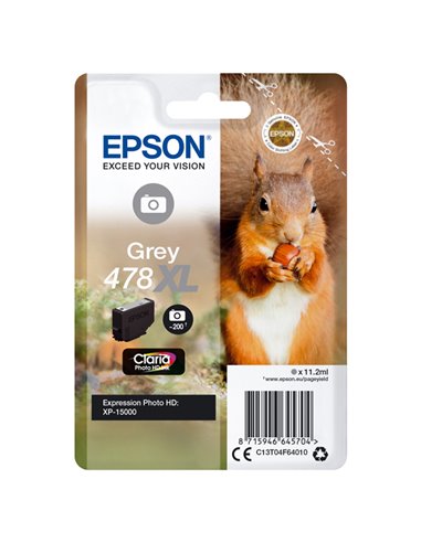 CARTUCCIA INCHIOSTRO GRIGIO 478XL SCOIATTOLO C13T04F64010 EPSON PRODOTTI PER STAMPANTI GRAFICHE