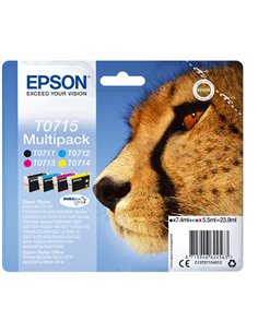 MULTIPACK (T071) 4 COLORI NERO CIANO MAGENTA GIALLO BLISTER RS C13T07154012