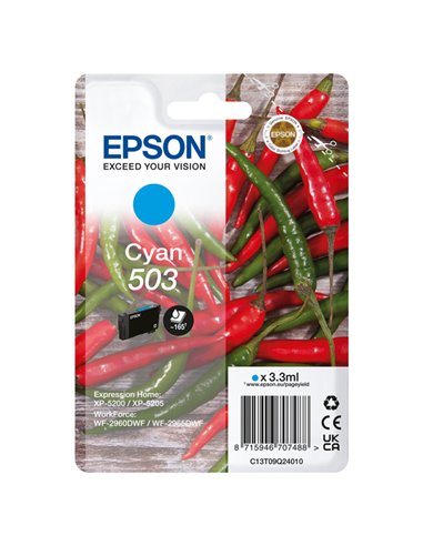 Epson Cartuccia 503 Peperoncino Ciano 3,3 ml C13T09Q24010 EPSON INKJET
