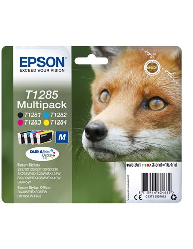 MULTIPACK NERO CIANO MAGENTA GIALLO S22 SX125 SX420W BX305F C13T12854012 EPSON INKJET