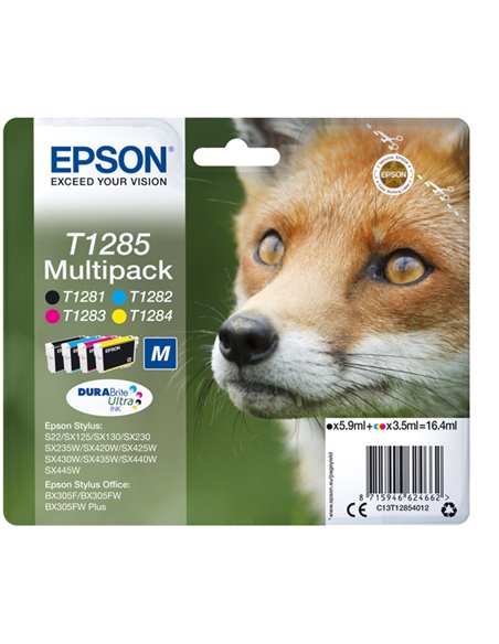 MULTIPACK NERO CIANO MAGENTA GIALLO S22 SX125 SX420W BX305F C13T12854012 EPSON INKJET